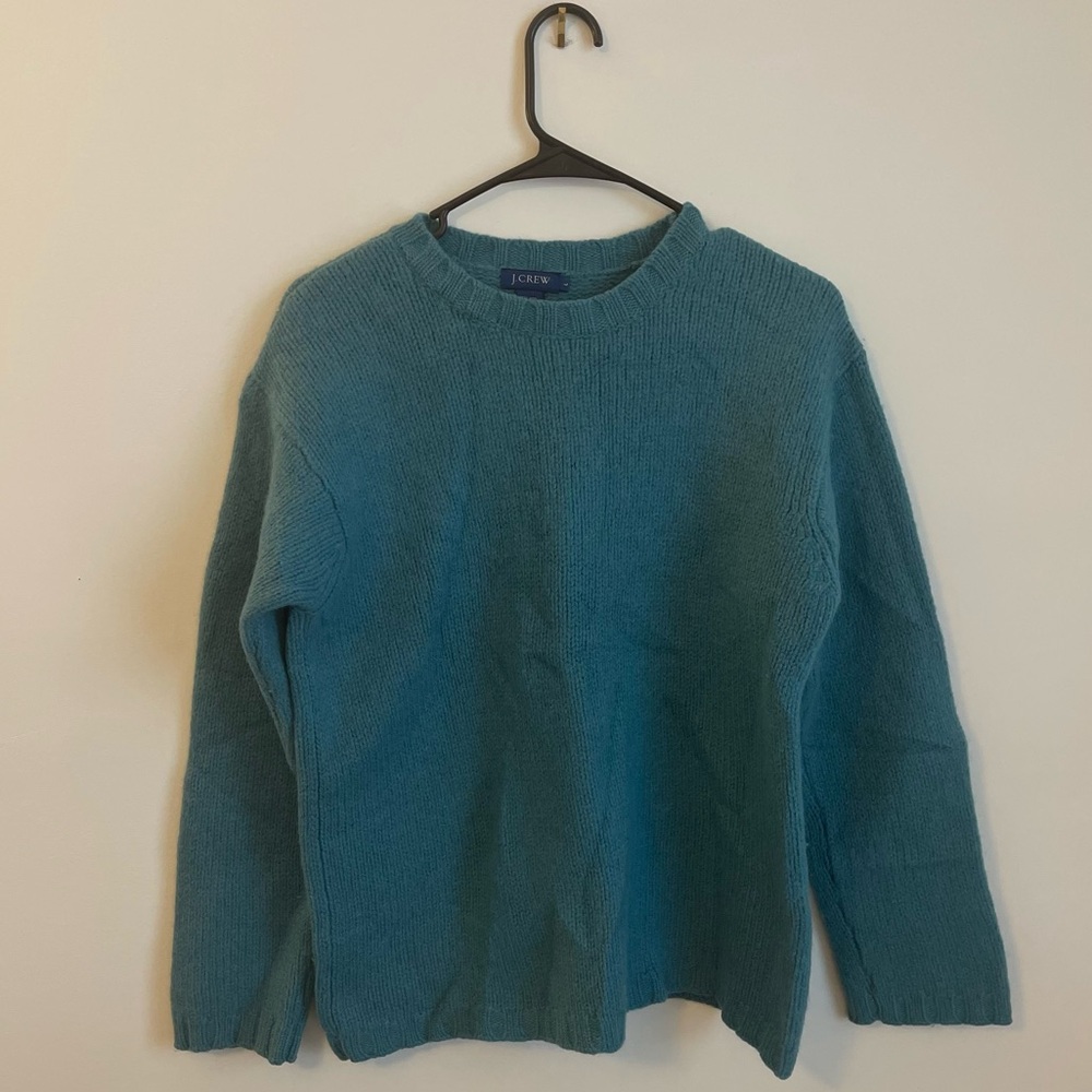 Vintage Size Large 100% Wool Teal J. Crew Sweater Minmalist Unisex Staple Piece - Picture 1 of 4